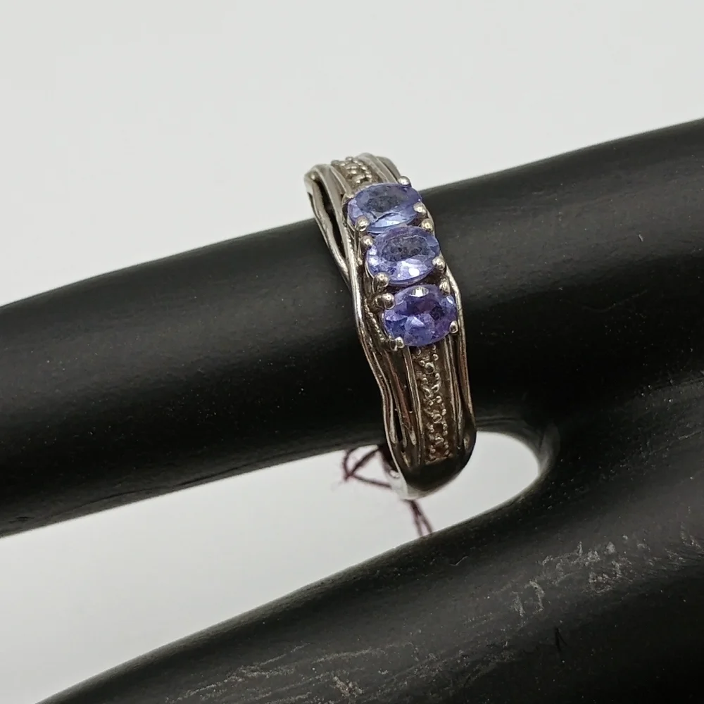 Sterling Silver and Purple Gemstone Stone Ring